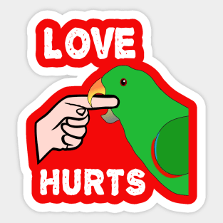 Love Hurts Eclectus Male Parrot Biting Sticker